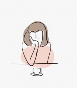 悩む　女性　親